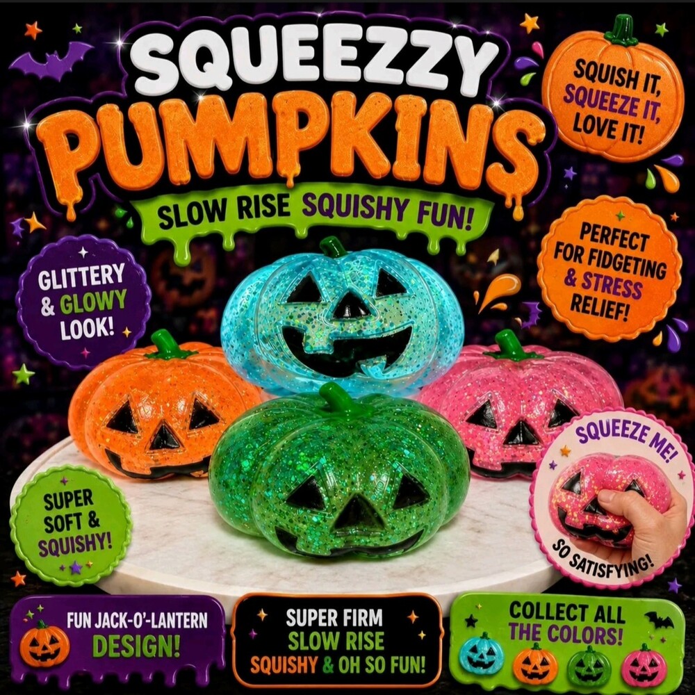Glittery Translucent Pumpkin Squishy Toy Halloween Decor firm squish